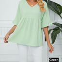  Textured Ruffled Gathered Top