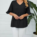  Textured Ruffled Gathered Top