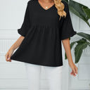  Textured Ruffled Gathered Top