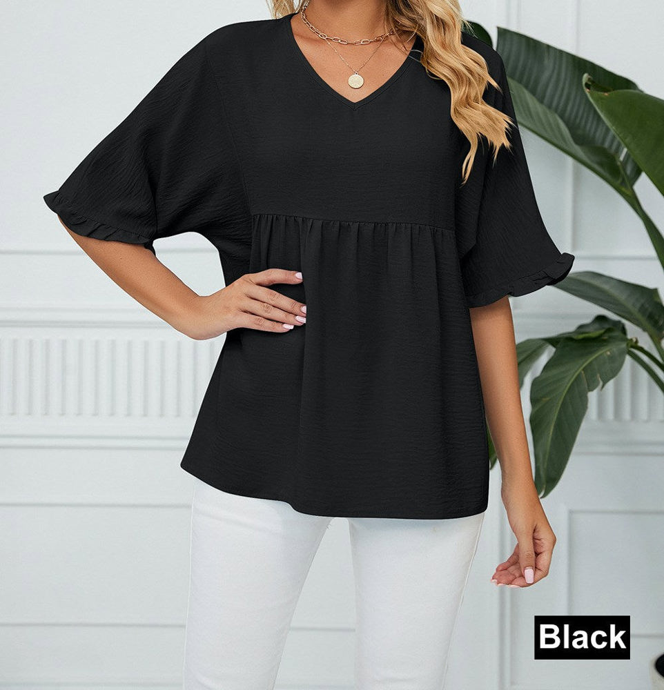 Textured Ruffled Gathered Top