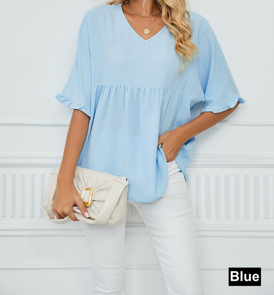 Textured Ruffled Gathered Top