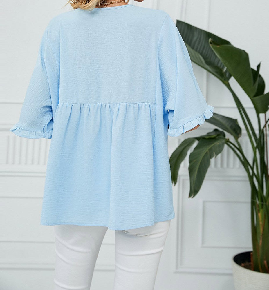 Textured Ruffled Gathered Top