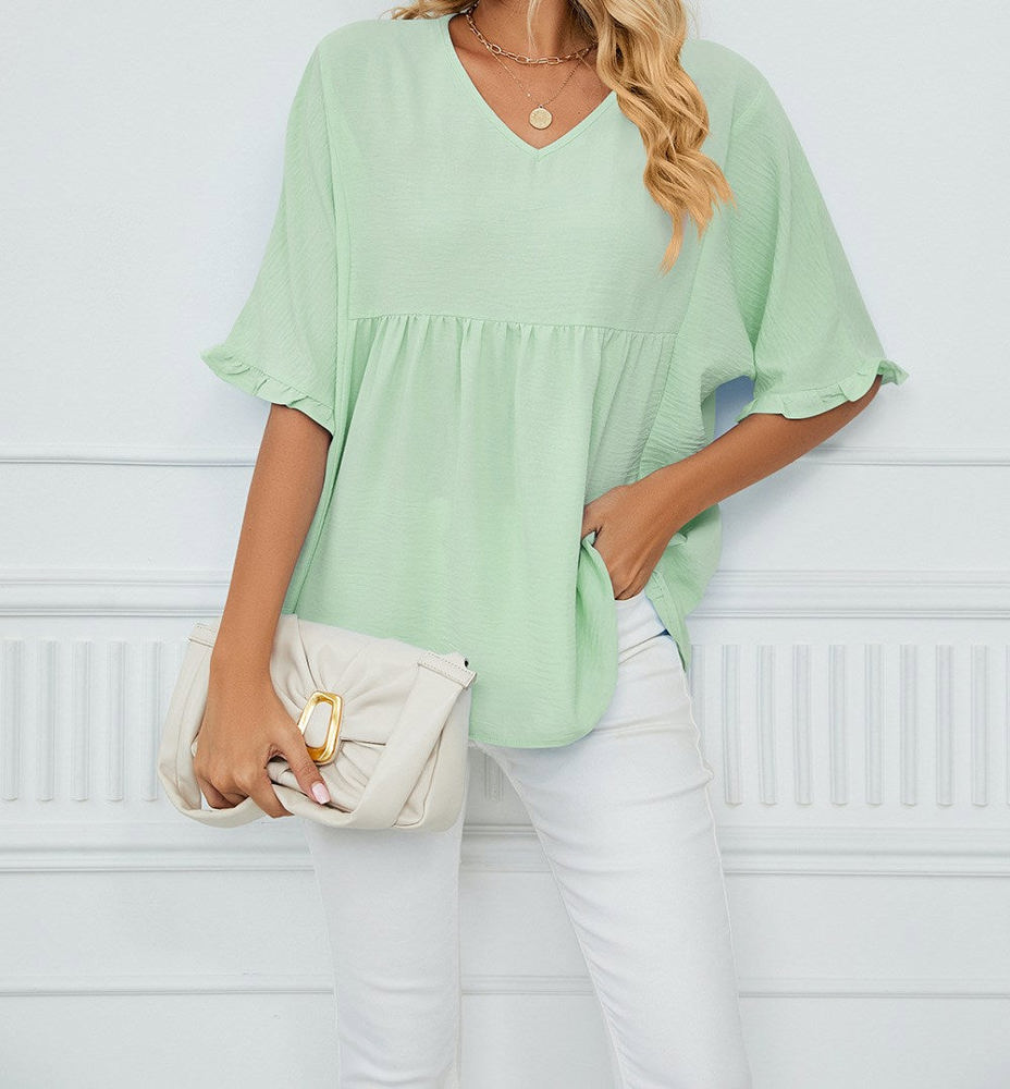 Textured Ruffled Gathered Top