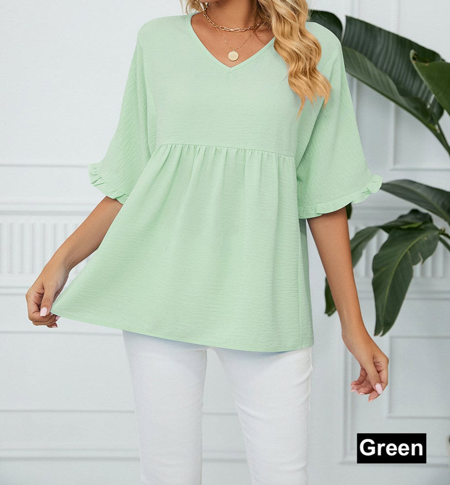 Textured Ruffled Gathered Top