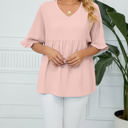 Small Pink Textured Ruffled Gathered Top