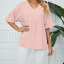 Small Pink Textured Ruffled Gathered Top