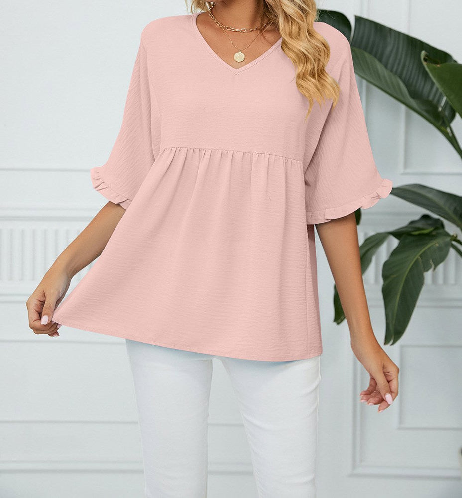 Textured Ruffled Gathered Top