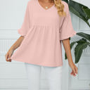 Small Pink Textured Ruffled Gathered Top