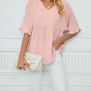 Small Pink Textured Ruffled Gathered Top