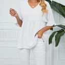 Small White Textured Ruffled Gathered Top