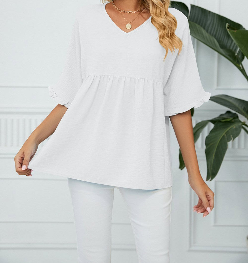 Textured Ruffled Gathered Top