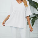 Small White Textured Ruffled Gathered Top