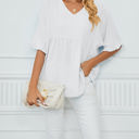 Small White Textured Ruffled Gathered Top