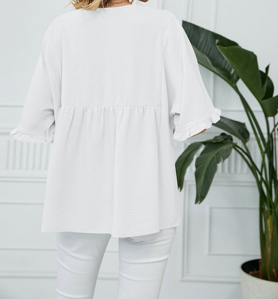 Textured Ruffled Gathered Top