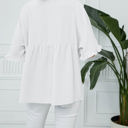 Small White Textured Ruffled Gathered Top