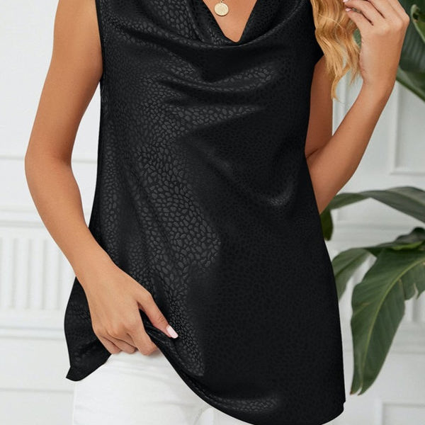 Cowl Neck Draped Sleeveless Top