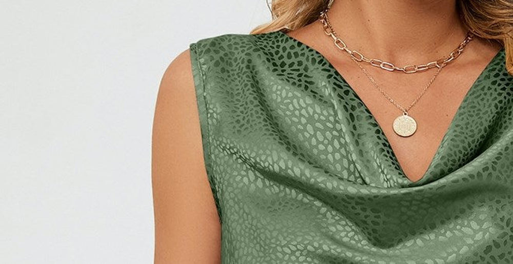 Cowl Neck Draped Sleeveless Top