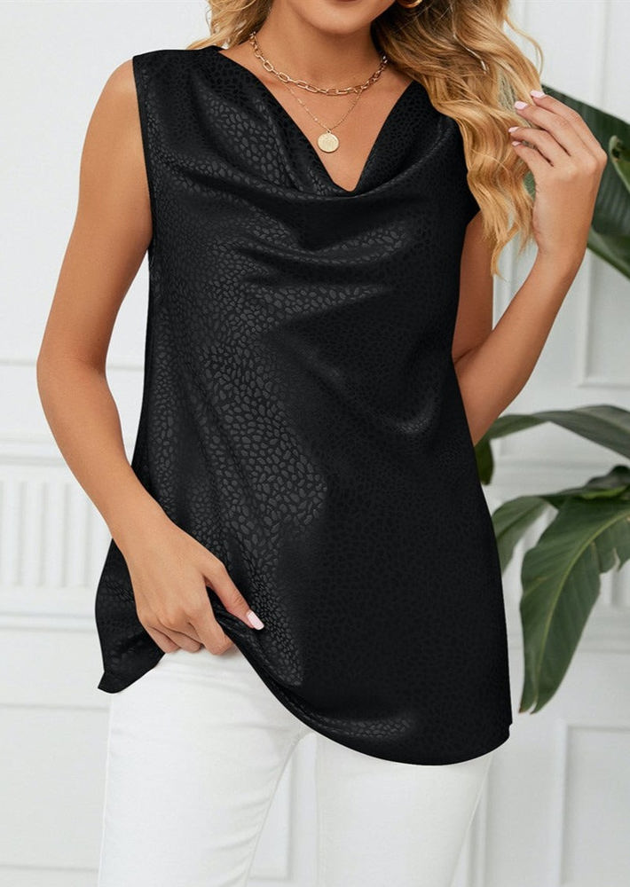 Cowl Neck Draped Sleeveless Top