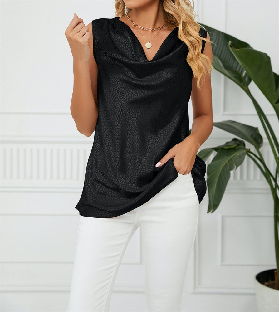 Cowl Neck Draped Sleeveless Top