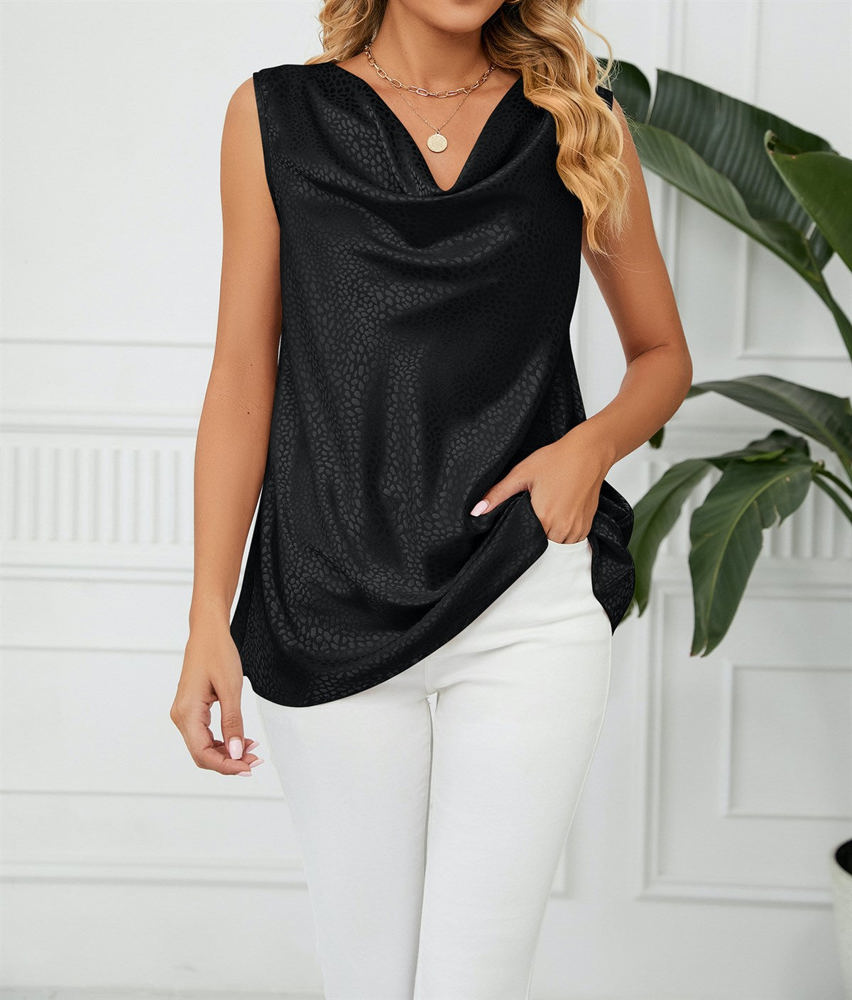 Cowl Neck Draped Sleeveless Top