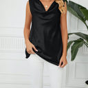 Small Black Cowl Neck Draped Sleeveless Top