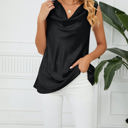 XXL Black Cowl Neck Draped Sleeveless Top