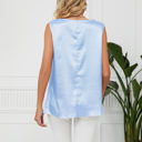 Small Blue Cowl Neck Draped Sleeveless Top