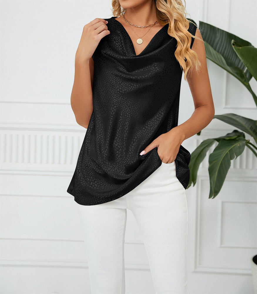 Cowl Neck Draped Sleeveless Top