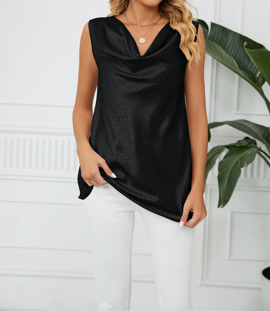 Cowl Neck Draped Sleeveless Top