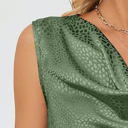 Small Green Cowl Neck Draped Sleeveless Top