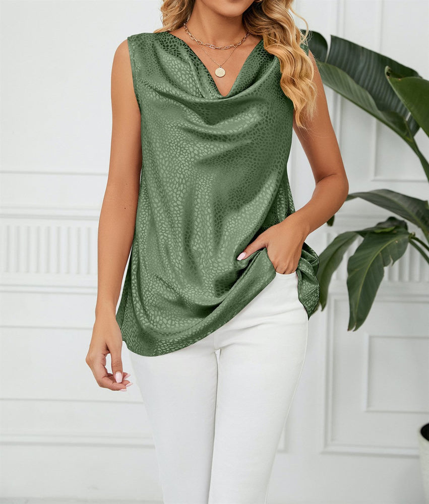 Cowl Neck Draped Sleeveless Top