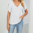  Butterfly Sleeve Eyelet Bow Top