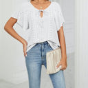  Butterfly Sleeve Eyelet Bow Top