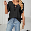 Medium Black Butterfly Sleeve Eyelet Bow Top