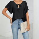 Medium Black Butterfly Sleeve Eyelet Bow Top