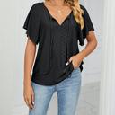 Medium Black Butterfly Sleeve Eyelet Bow Top