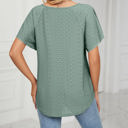 XL Green Butterfly Sleeve Eyelet Bow Top