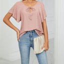 Medium Pink Butterfly Sleeve Eyelet Bow Top