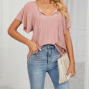 Medium Pink Butterfly Sleeve Eyelet Bow Top