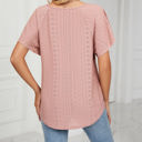 Medium Pink Butterfly Sleeve Eyelet Bow Top