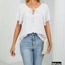 Large White Butterfly Sleeve Eyelet Bow Top