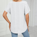 Large White Butterfly Sleeve Eyelet Bow Top