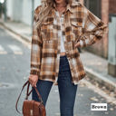  Gathered Plaid Pocket Top