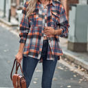  Gathered Plaid Pocket Top