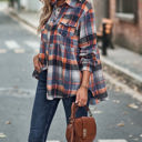  Gathered Plaid Pocket Top