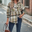 Small Green Gathered Plaid Pocket Top