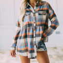 Small Orange Gathered Plaid Pocket Top