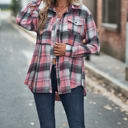 Small Pink Gathered Plaid Pocket Top