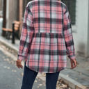 Small Pink Gathered Plaid Pocket Top