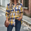 Large Yellow Gathered Plaid Pocket Top